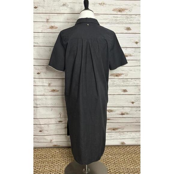 Billy Reid black minimalist lagenlook cotton popover midi shirt dress Size XS - Picture 9 of 9